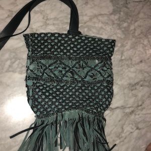Zara weaved bucket bag with fringe detail